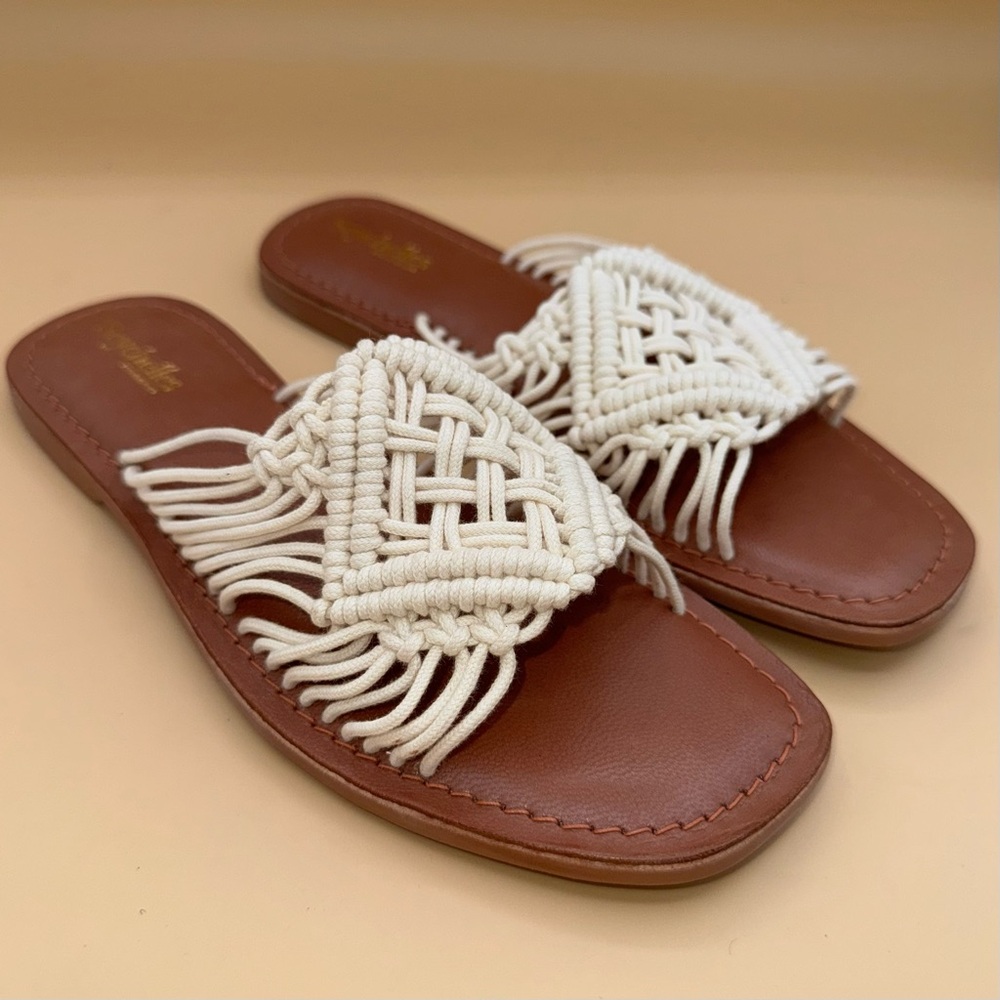 Seychelles Mahogany Natural Macrame Woven Sandals, Women’s‎ Size 6, EUC